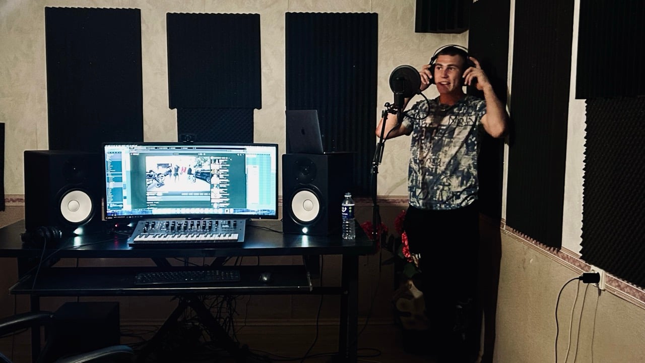 Rapper recording session at EddieK's home studio in Kėdainiai